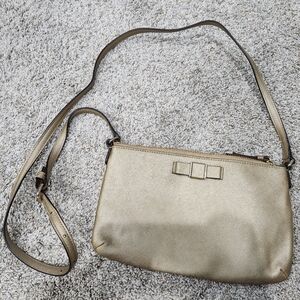 Coach Gold Crossbody Bag with Bow Accent